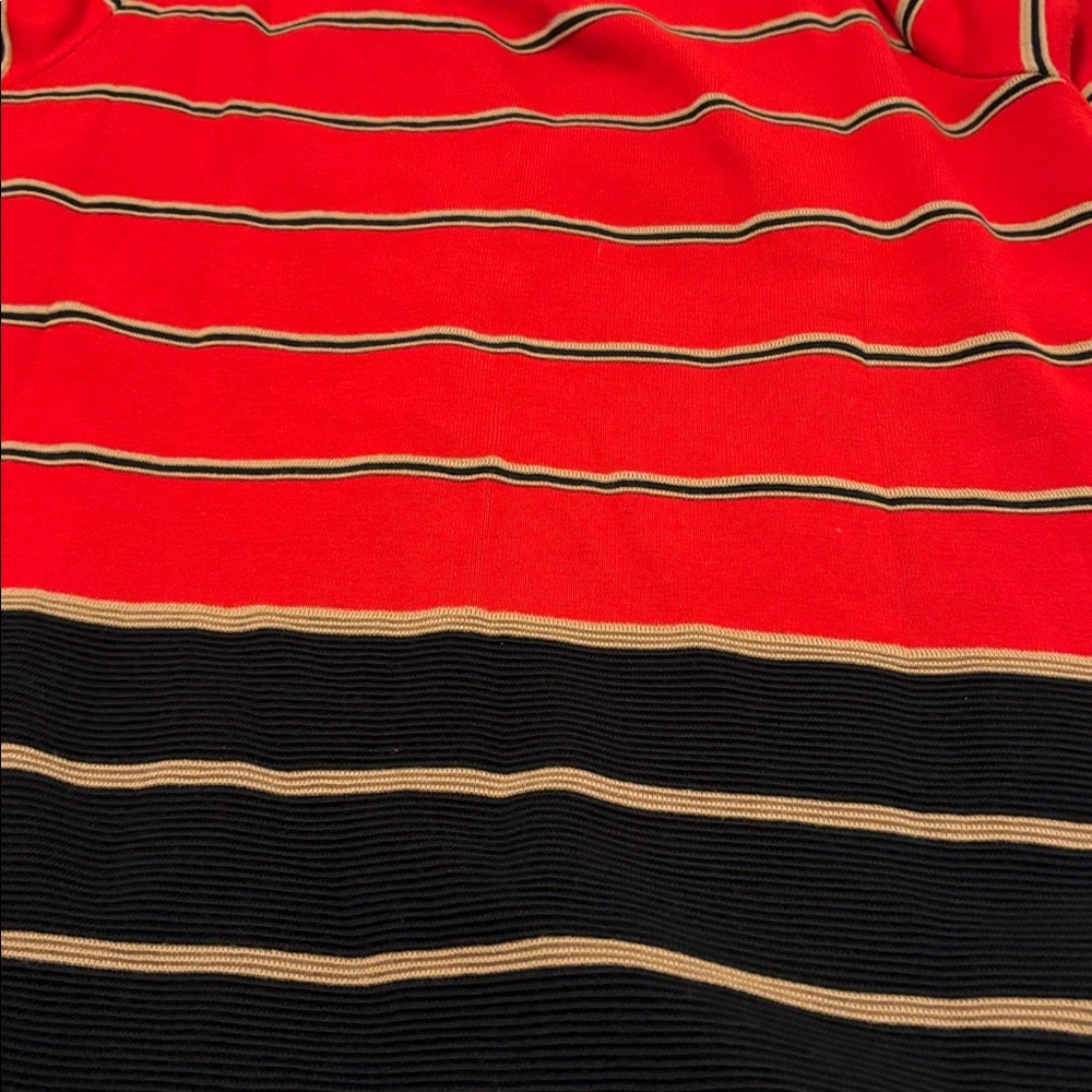VTG Gispa red, black & gold striped button-up cardigan sweater SZ 14 Italy made - Picture 12 of 12